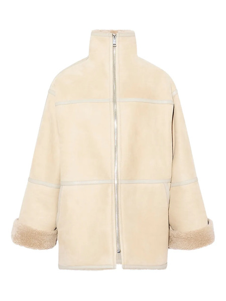  Yves Salomon Suede-shearling Panelled Coat - Neutrals 