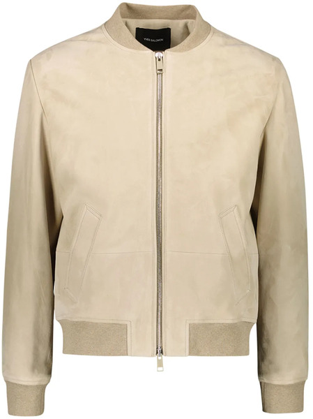  Yves Salomon Suede Varsity Jacket - Neutrals 