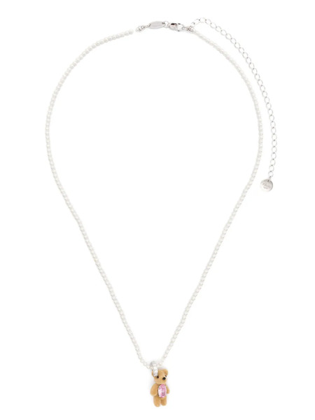  Yvmin Mini Flocked Bear Necklace - White 