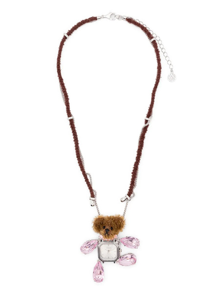 Yvmin Teddy-bear Crystal-embellishments Necklace - Silver 