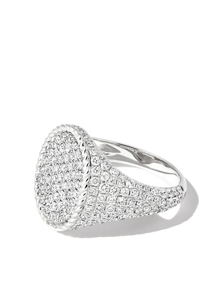  Yvonne Léon 18kt White Gold Diamond Signet Ring - Silver 