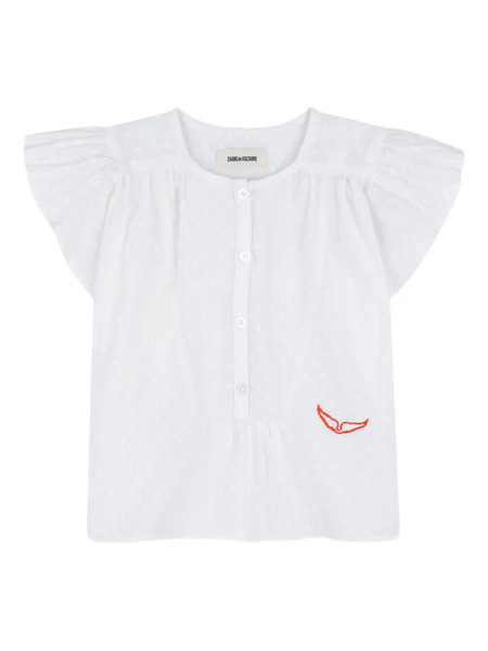  Zadig & Voltaire Kids Button-detail Ruffled Blouse - White 