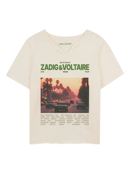  Zadig & Voltaire Kids Button-detail T-shirt - Neutrals 