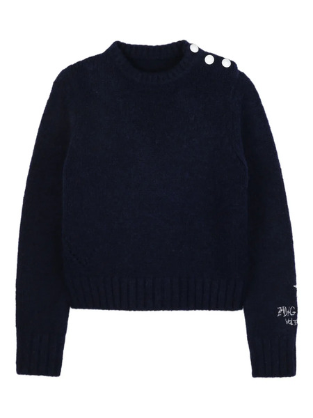  Zadig & Voltaire Kids Button-embellished Knitted Sweater - Blue 