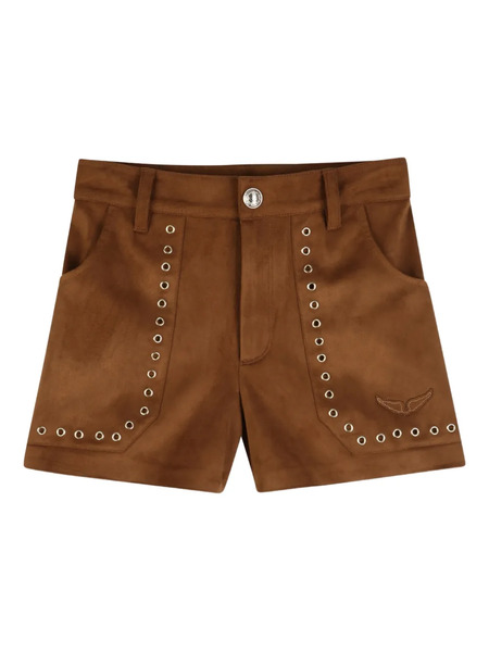  Zadig & Voltaire Kids Embroidered Shorts - Brown 