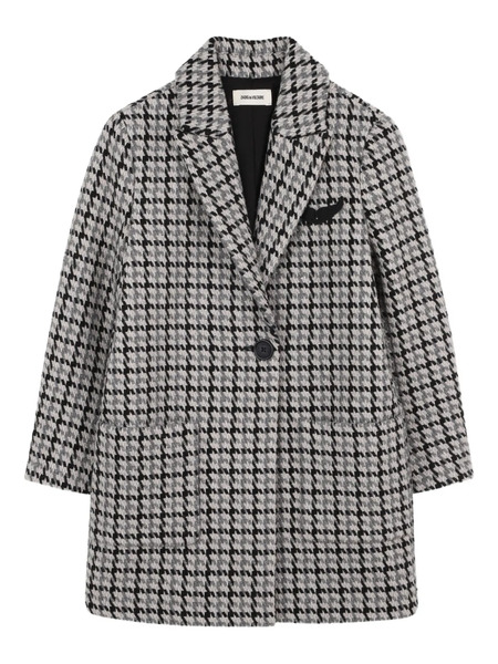  Zadig & Voltaire Kids Houndstooth-patterned Coat - Neutrals 