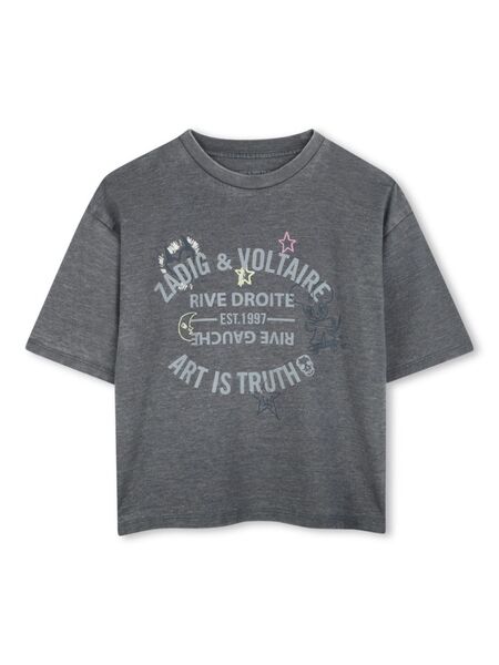  Zadig & Voltaire Kids Logo-print T-shirt - Grey 