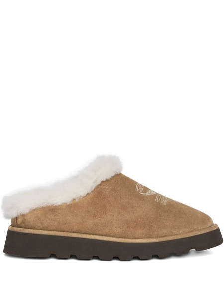  Zadig&voltaire Embroidered Fur-trimmed Mules - Brown 