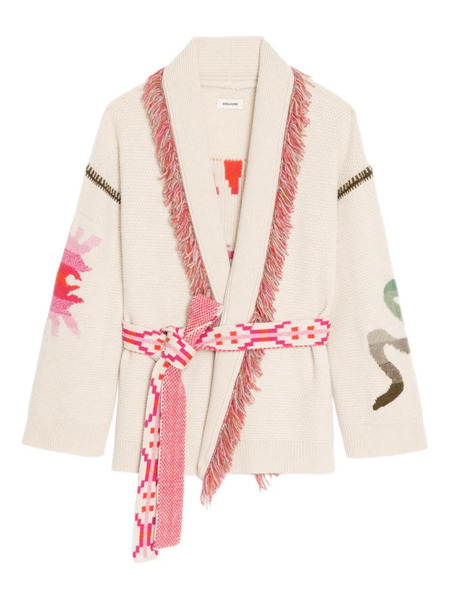  Zadig&voltaire Fringed Belted Cardigan - Neutrals 