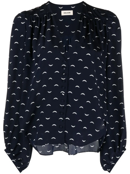 Zadig&voltaire Graphic-print Long-sleeved Blouse - Blue 