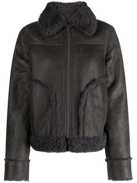  Zadig&voltaire Kade Shearling-trim Leather Jacket - Grey 