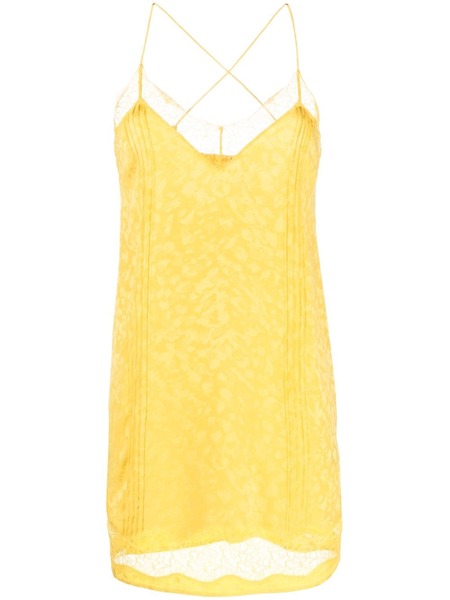  Zadig&voltaire Lace-trim Silk-jacquard Minidress - Yellow 