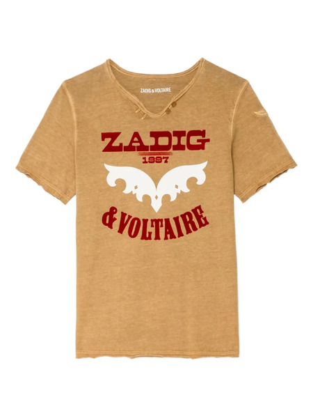  Zadig&voltaire Logo-print Frayed-edge T-shirt - Brown 