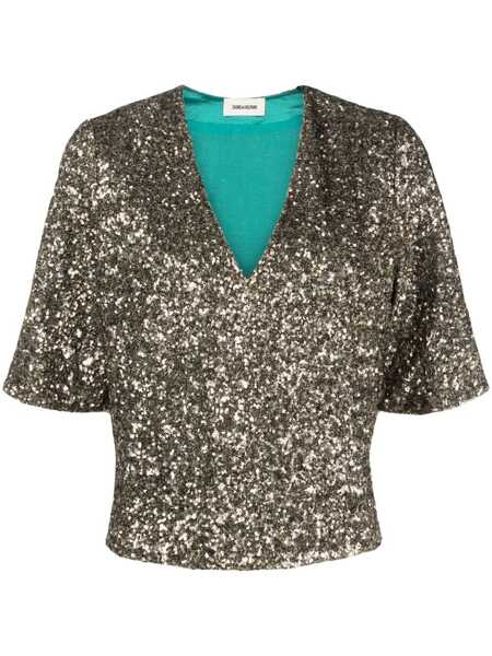  Zadig&voltaire Sequin-embellished Short-sleeved Blouse - Gold 