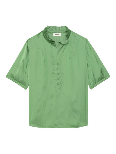  Zadig&voltaire Topher Ruffled Button Top - Green 