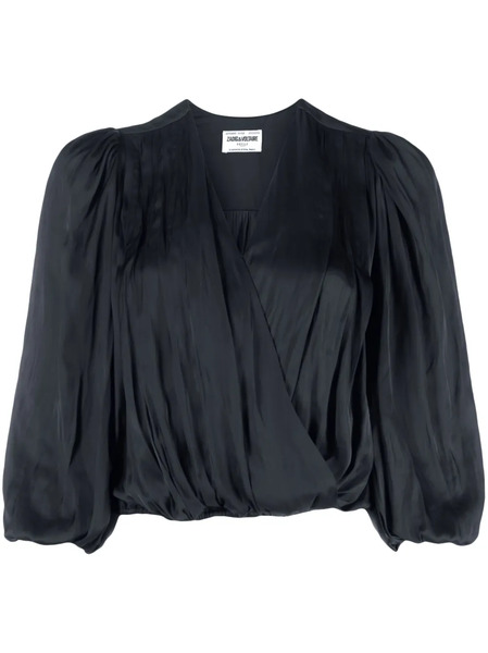  Zadig&voltaire V-neck Draped Satin Blouse - Black 