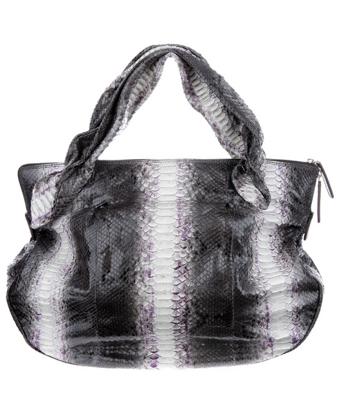  Zagliani Python Skin Bag - Black 