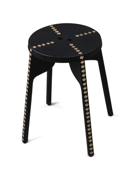  Zanat Tattoo Perla Wooden Stool - Black 