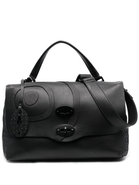  Zanellato Foldover Top Leather Satchel - Black 
