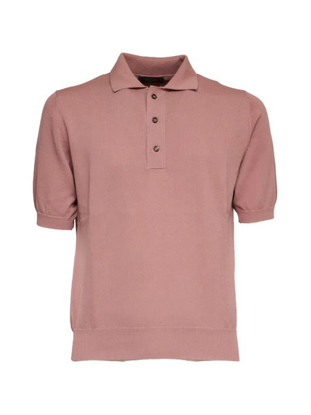  Zanone Button Ribbed Polo Shirt - Pink 
