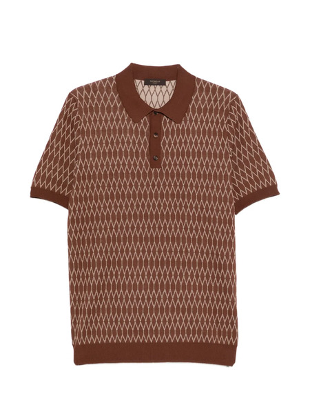  Zanone Diamond Pattern Polo Shirt - Brown 