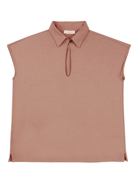  Zanone Keyhole Polo Top - Pink 