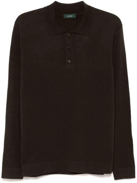  Zanone Knitted Polo Shirt - Brown 