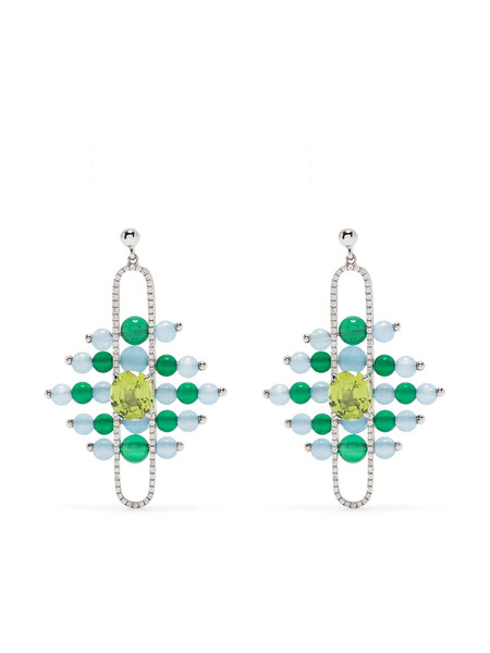  Zeemou Zeng 18kt White Gold Diamond Pave Impressionists Dangle Earrings - Blue 