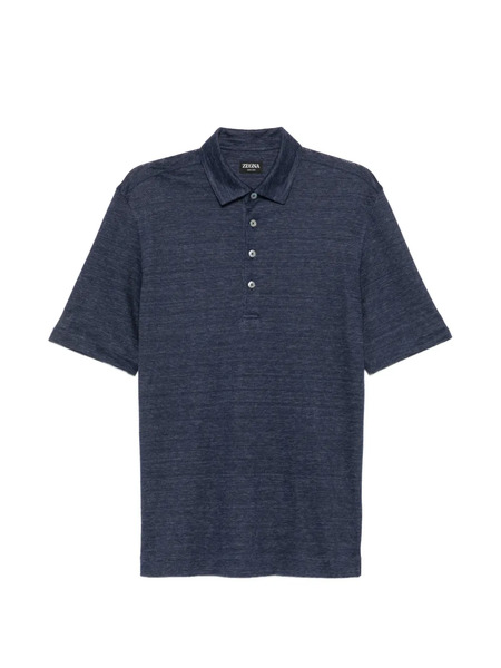  Zegna Button-up Polo Shirt - Blue 