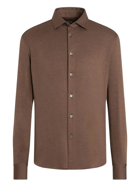  Zegna Cashmere-silk-blend Shirt - Brown 