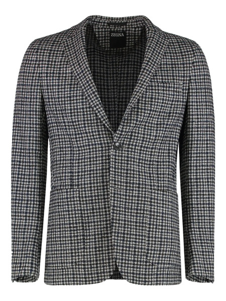  Zegna Checked Single-breasted Blazer - Blue 
