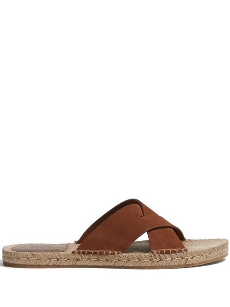  Zegna Crossover-strap Suede Sandals - Brown 
