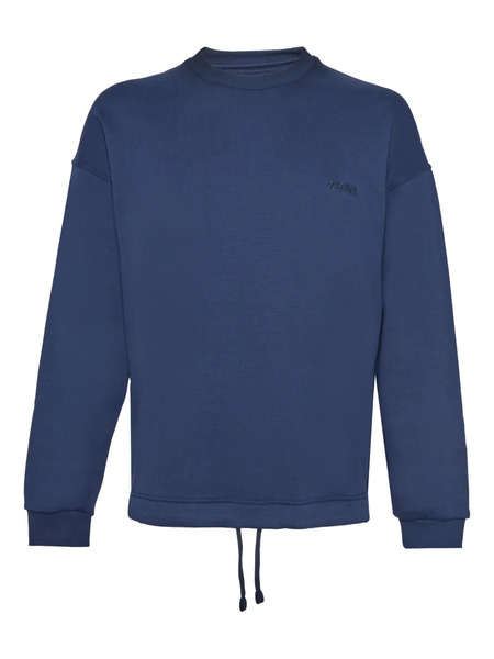  Zegna Drawstring Crew-neck Sweatshirt - Blue 