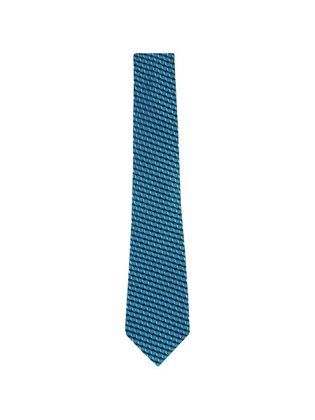  Zegna Geometric Patterned Tie - Blue 