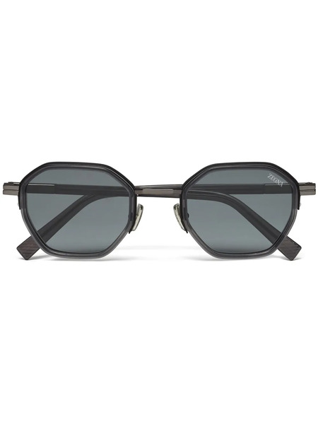  Zegna Hexagon-frame Sunglasses - Grey 