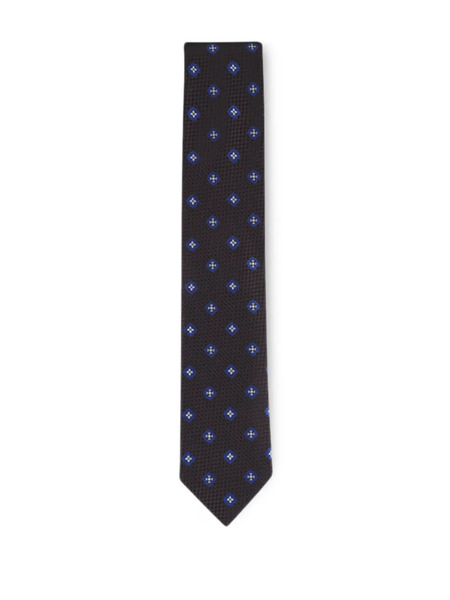  Zegna Houndstooth Floral Tie - Black 