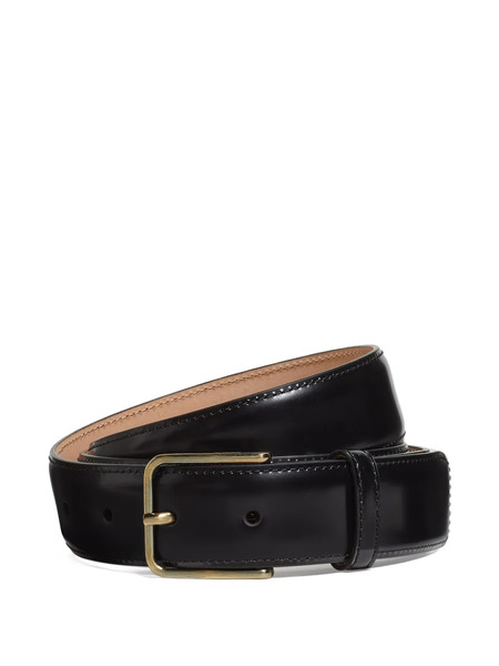  Zegna Leather Buckle Belt - Black 