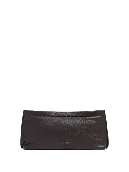  Zegna Leather Clutch Bag - Brown 