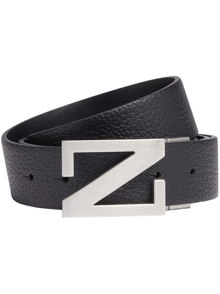  Zegna Leather Reversible Belt - Black 