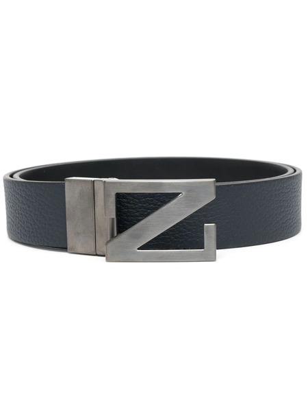  Zegna Logo-buckle Leather Belt - Blue 