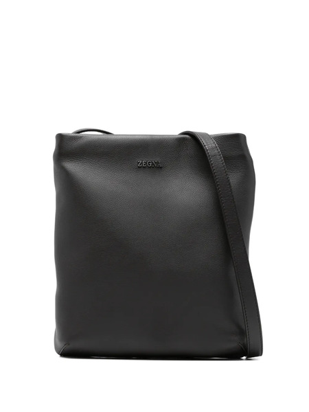  Zegna Logo-plaque Leather Messenger Bag - Brown 