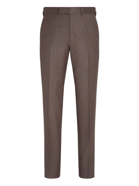  Zegna Mélange-effect Trousers - Brown 