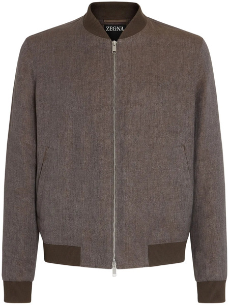  Zegna Oasi Lino Bomber Jacket - Brown 