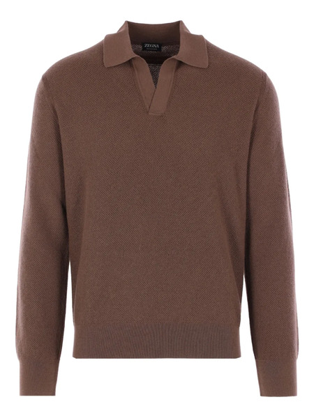  Zegna Open-collar Sweater - Brown 