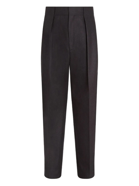  Zegna Pleated Wool Trousers - Brown 