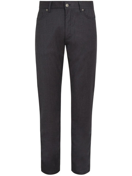  Zegna Roccia Stonewashed Wool Trousers - Black 