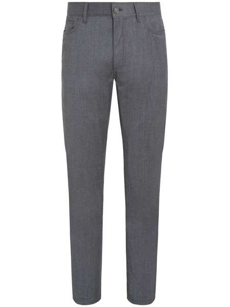  Zegna Roccia Stonewashed Wool Trousers - Grey 