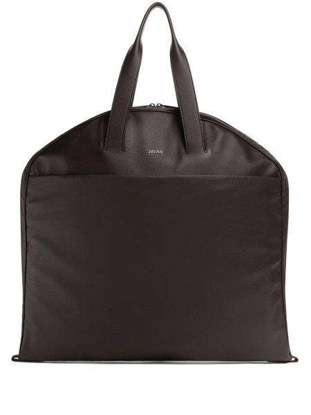  Zegna Secondskin Leather Garment Bag - Brown 