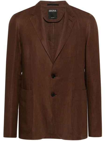  Zegna Single-breasted Linen Blazer - Brown 