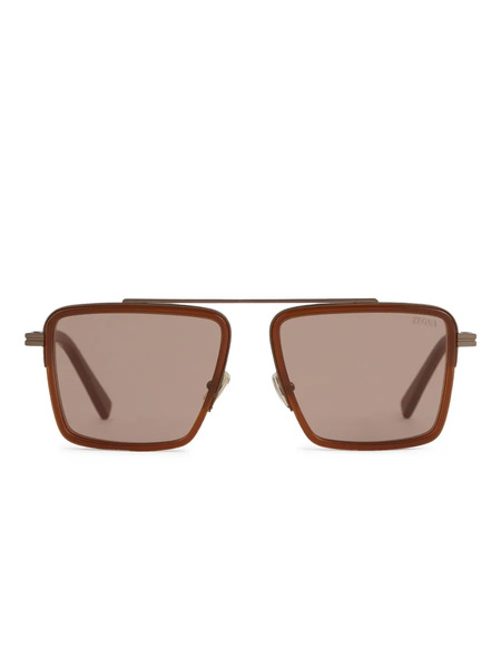  Zegna Square-frame Sunglasses - Brown 